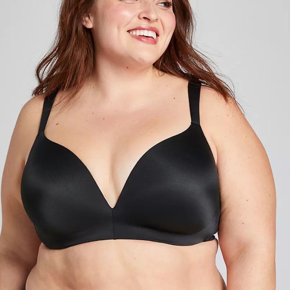 New Cacique Black Satin Plunge Push Up Bra